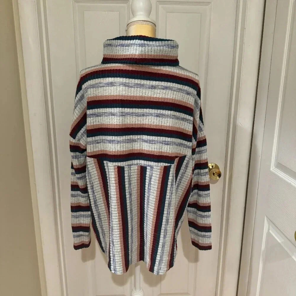 Saturday Sunday by Anthropologie Pippa Haccie Striped Turtleneck Ribbed Sweater - Picture 2 of 8